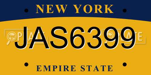 JAS6399 New York License Plate