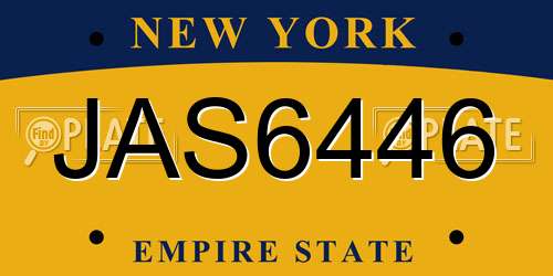 JAS6446 New York License Plate