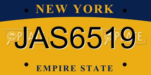 JAS6519 New York License Plate