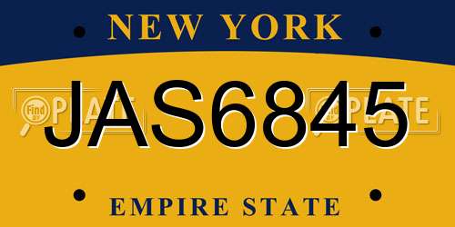 JAS6845 New York License Plate