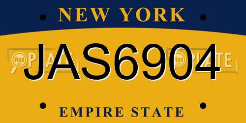 JAS6904 New York License Plate
