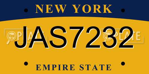 JAS7232 New York License Plate