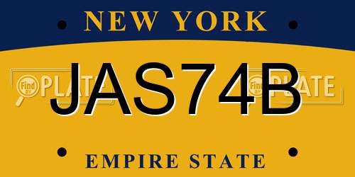 JAS74B New York License Plate