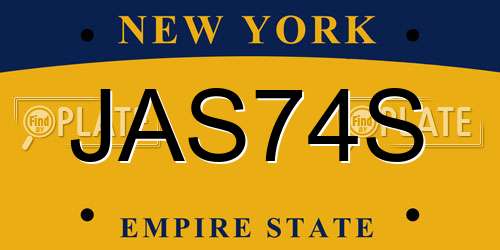 JAS74S New York License Plate