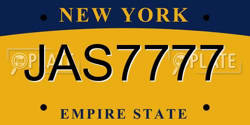 JAS7777 New York License Plate