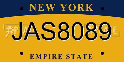 JAS8089 New York License Plate