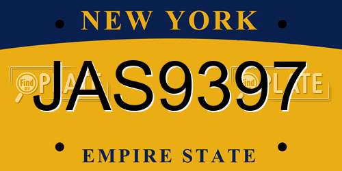JAS9397 New York License Plate
