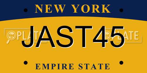 JAST45 New York License Plate