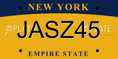 JASZ45 New York License Plate