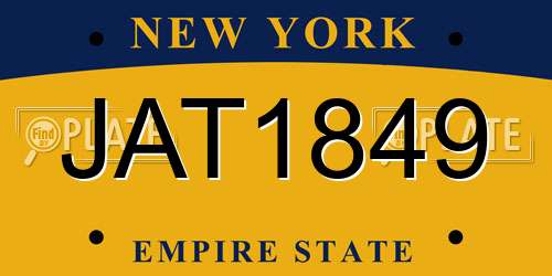 JAT1849 New York License Plate