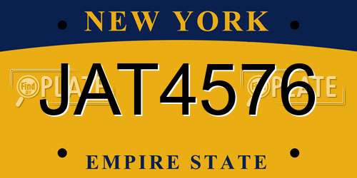 JAT4576 New York License Plate