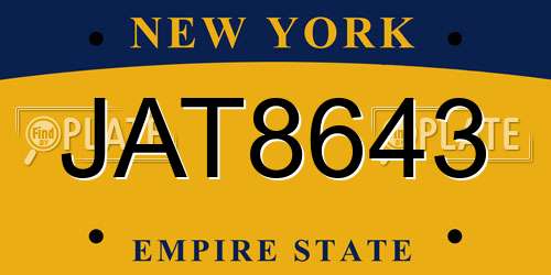 JAT8643 New York License Plate