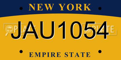 JAU1054 New York License Plate