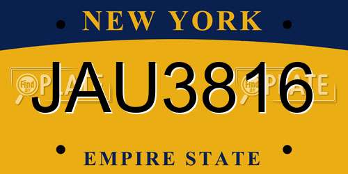 JAU3816 New York License Plate