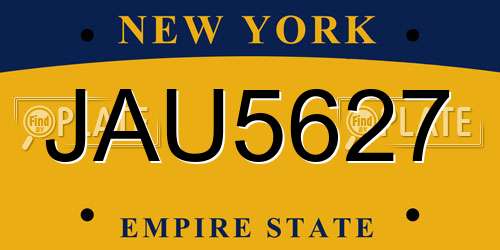 JAU5627 New York License Plate