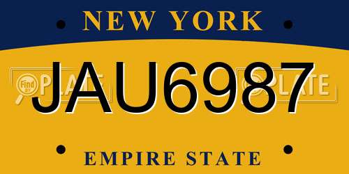 JAU6987 New York License Plate