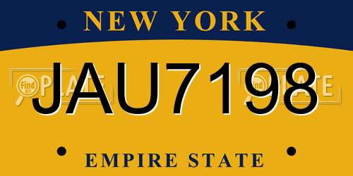 JAU7198 New York License Plate