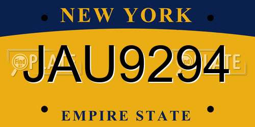 JAU9294 New York License Plate