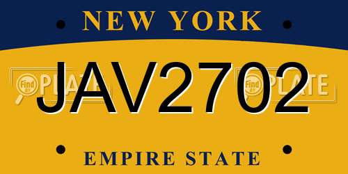JAV2702 New York License Plate