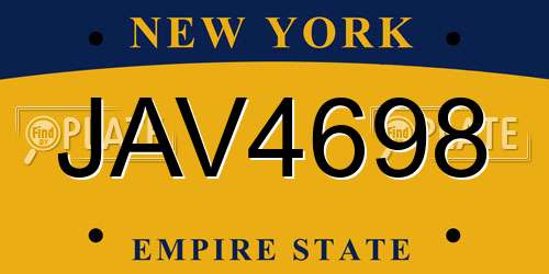 JAV4698 New York License Plate