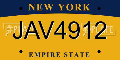 JAV4912 New York License Plate