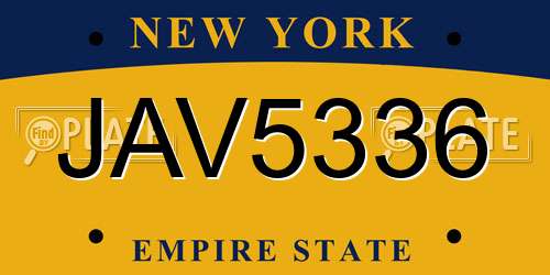 JAV5336 New York License Plate