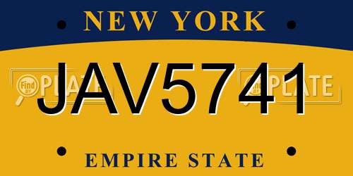 JAV5741 New York License Plate