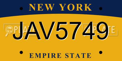 JAV5749 New York License Plate