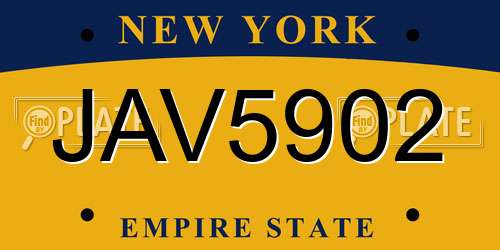 JAV5902 New York License Plate