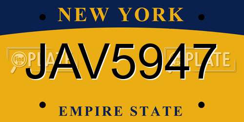 JAV5947 New York License Plate