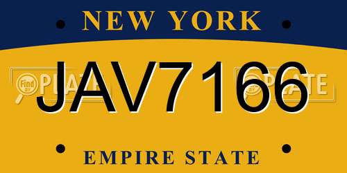 JAV7166 New York License Plate