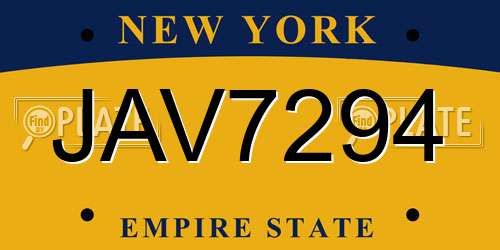 JAV7294 New York License Plate