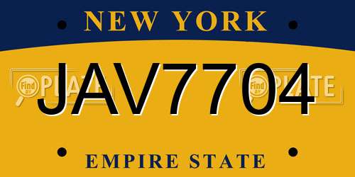 JAV7704 New York License Plate