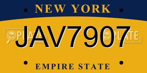 JAV7907 New York License Plate