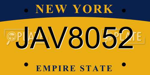 JAV8052 New York License Plate