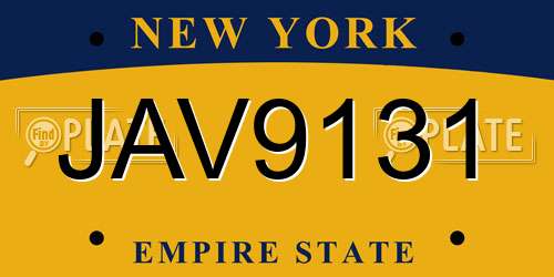 JAV9131 New York License Plate