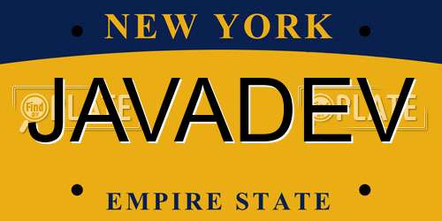 JAVADEV New York License Plate