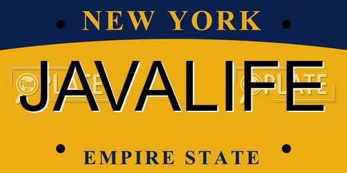 JAVALIFE New York License Plate