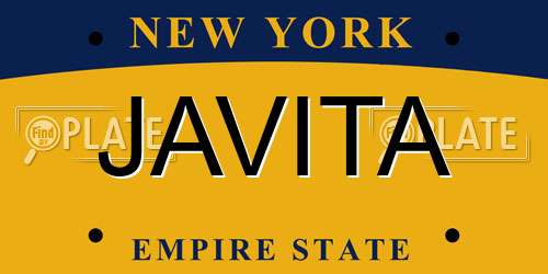 JAVITA New York License Plate
