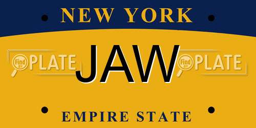 JAW New York License Plate