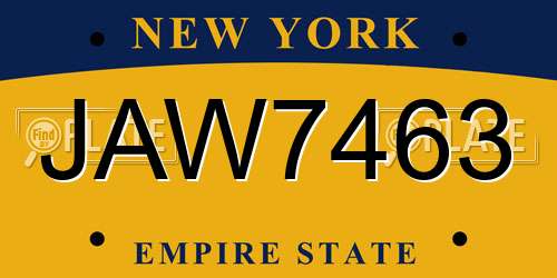 JAW7463 New York License Plate