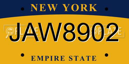 JAW8902 New York License Plate