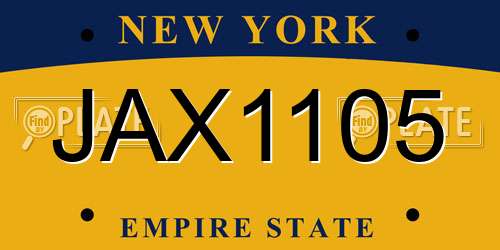 JAX1105 New York License Plate