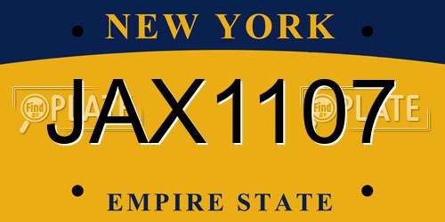 JAX1107 New York License Plate