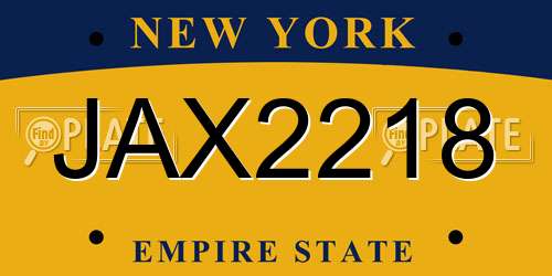 JAX2218 New York License Plate