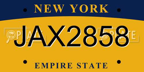 JAX2858 New York License Plate