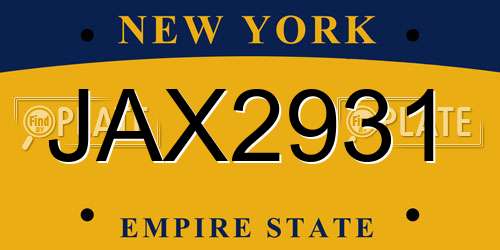 JAX2931 New York License Plate