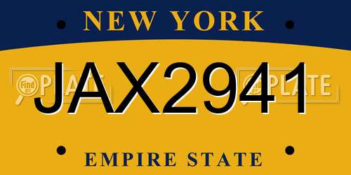 JAX2941 New York License Plate