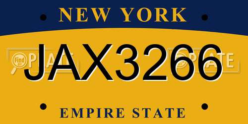 JAX3266 New York License Plate