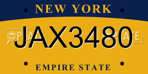 JAX3480 New York License Plate